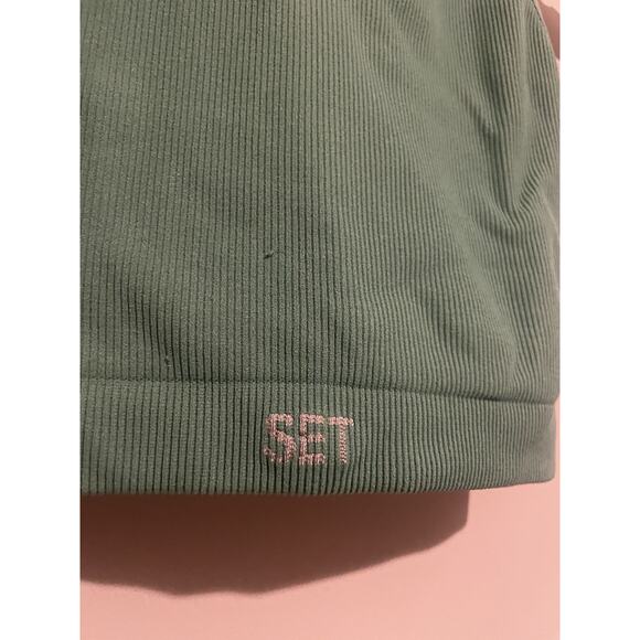 Set Active‎ Sculptflex Blue Ribbed Bra V-Neck Stretch Athleisure Yoga size Small - Picture 5 of 7